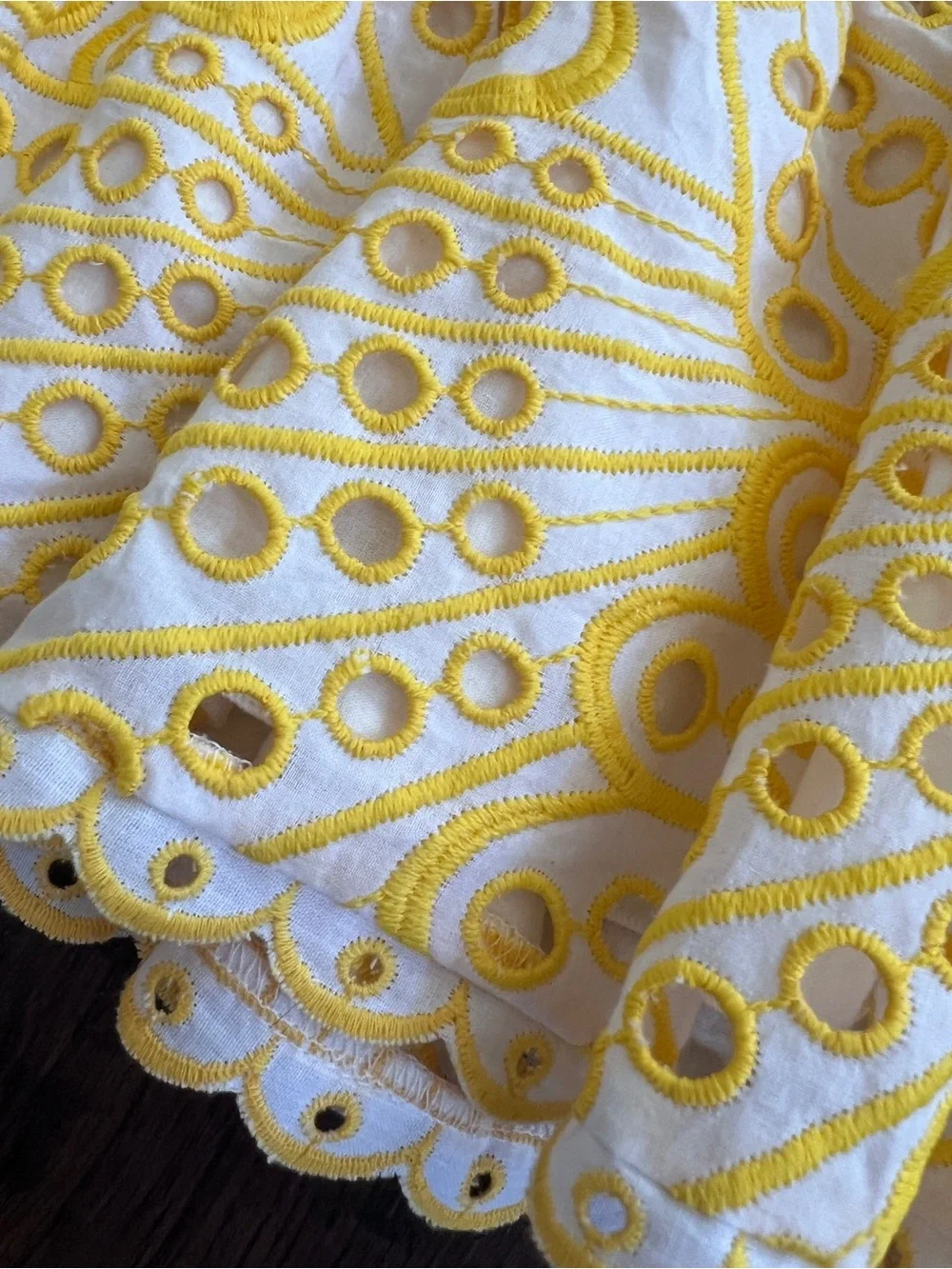 CHARO IBIZA 1989 Yellow Eyelet Ruffle Mini Skirt — Sunny Embroidered Style - Picture 2 of 4